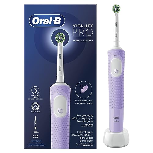 Oral-B Spazzolino Elettrico Ricaricabile Vitality Pro, 3 Modalità Di Spazzolamento, Batteria A Lunga Durata, 1 Testina E 1 Spazzolino, Viola, Idea Reg