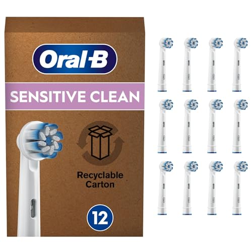Oral-B Sensitive Clean Testine Spazzolino Elettrico, Confezione Da 12 Pezzi, Clean & Clare, Pacco Adatto Alla Buca Delle Lettere, Bianco