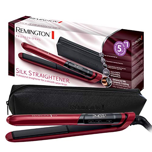 Remington Piastra Per Capelli Silk - Rivestimento Ceramico A Doppio Strato Con Proteine ​​Della Seta Per Capelli Lisci E Lucenti - Display Lcd, 150-23