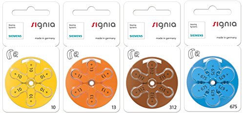 Siemens Signia 24606 - 60 Batterie Per Apparecchi Acustici, Misura 13, Confezione Da 6 Pezzi, Colore: Arancione