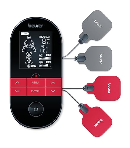 Beurer Em 59 Elettrostimolatore Tens/Ems Con Funzione Calore, 2 Canali Indipendenti, 64 Applicazioni Prepprogrammate E 6 Programmi Individuali, Inclus