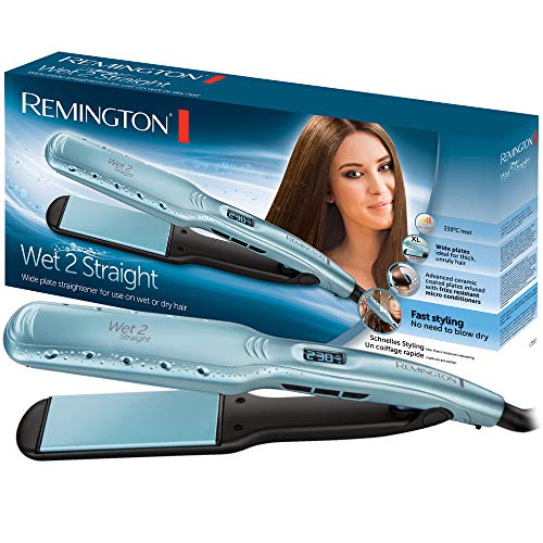 Remington Piastra Per Capelli - Uso Da Bagnato E Asciutto - Per Asciugare E Lisciare I Capelli, Ingredienti Microattivi Anticrespo, Display Lcd, 140-2