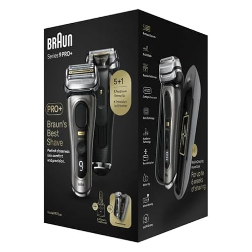 Braun Series 9 Pro +, Rasoio Elettrico Barba, Rifinitore Di Precisione, Con Powercase, Lame Flessibili, Stazione Smartcare, Uso A Secco O Sotto Acqua,