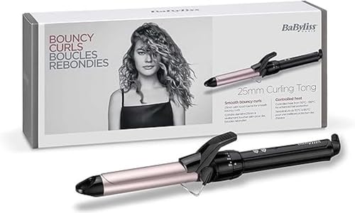 Babyliss C325E Ferro Arricciacapelli Da 25Mm, Satin Touch, 10 Temperature, Supporto Integrato, Nero E Rosa