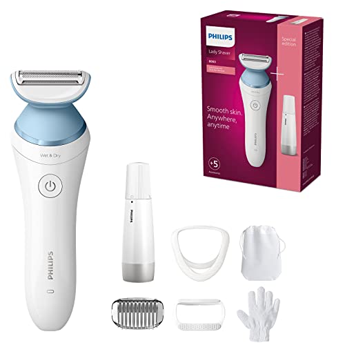 Rasoio Da Donna Philips Serie 8000 - Rasoio Cordless Con 5 Accessori Inclusi Guanto Esfoliante, Pettine Rifinitore (Modello Brl166/91)