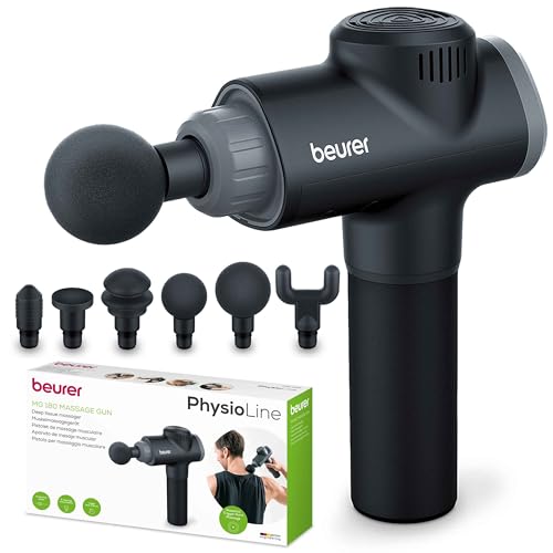 Beurer Mg 180 Massage Gun, Pistola Per Massaggio Muscolare Con 6 Accessori E 4 Livelli Di Intensità Per Un Profondo Massaggio Dei Punti Di Attivazione