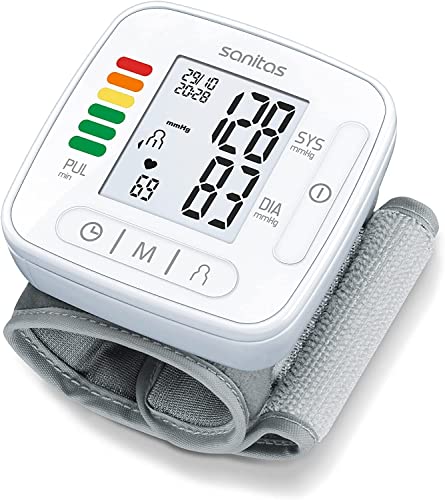 Sanitas Sbc 22 Misuratore Di Pressione Da Polso - Misurazione Automatica Della Pressione Sanguigna E Del Polso, Funzione Di Avviso Aritmie Cardiache,