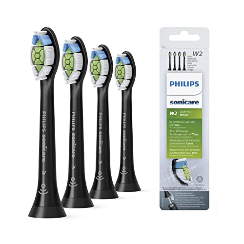 Philips Sonicare Hx6064/11 Pack Da 4 Testine Di Ricambio W2 Optimal White Standard Per Spazzolino Elettrico Sonico, Con Rfid, Per Denti Bianchi, Nero