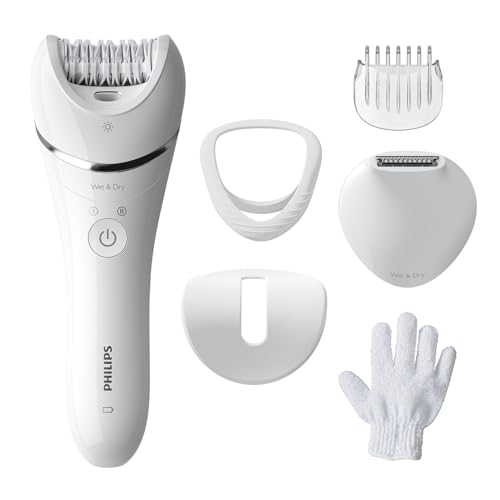 Philips Epilator Series 8000, Dispositivo Di Epilazione Wet & Dry Cordless Per Gambe E Corpo Con 6 Accessori, Rifinitore Ed Esfoliante Corpo, Modello