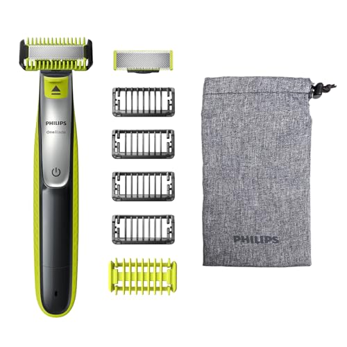 Philips Oneblade Qp2630/30, Rasoio Elettrico Face + Body, Utilizzo Wet&Dry, Include 1 Lama Viso, 1 Lama Corpo E 5 Pettini