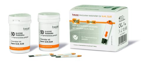 Beurer Strisce Reattive Misurazione Glicemia Per Gl 50, Gl 50 Evo, Gl 44, Confezione Da 100