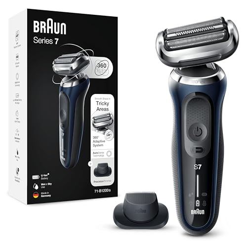 Braun Series 7 Rasoio Elettrico Barba, Rifinitore Di Precisione Easyclick, 360° Flex, Wet&Dry, Ricaricabile, Custodia Da Viaggio, Rasoio A Lamina Senz
