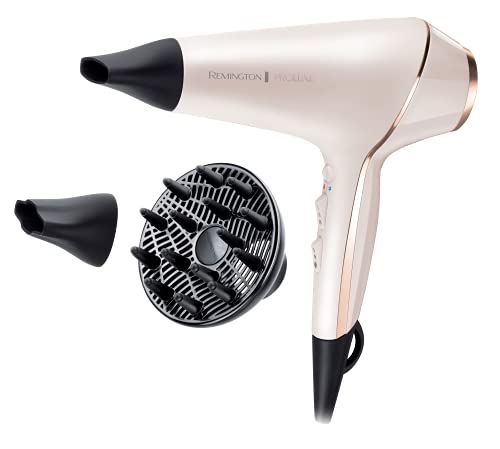 Remington Asciugacapelli Professionale Proluxe 2400 W, 150 Km/H, 3 Accessori Per Lo Styling, Tecnologia Optiheat, Cura Ionica - Anti Crespo, Motore Ac