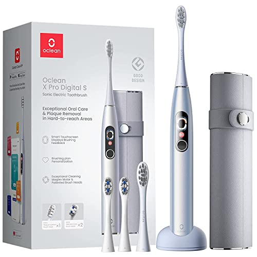 Oclean X Pro Digital Spazzolino Elettrico, 3 Modalità, 4 Testine E Custodia Da Viaggio, Con Schermo A Colori, Batteria A Lunga Durata Per 30 Giorni, C