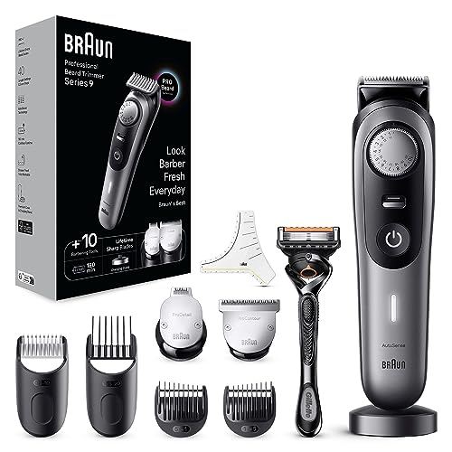 Braun Series 9 Rasoio Elettrico Barba Con Lama Barba Barba Problade E Strumenti Professionali, Regolabarba Uomo 40 Lunghezze, Base Di Ricarica E Custo