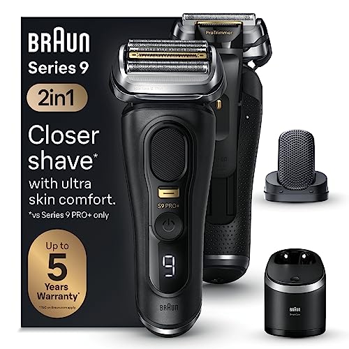 Braun Series 9 Pro +, Rasoio Elettrico Barba, Rifinitore Di Precisione, Custodia Viaggio, Lame Flessibili, Stazione Smartcare, Uso A Secco O Sotto Acq