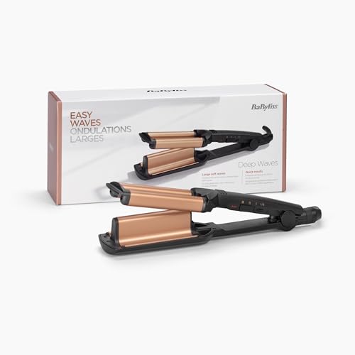 Babyliss W2447E Deep Waves, Triferro Beach Waves Tourmaline Ceramic, 3 Temperature Fino A 200°C, Pronto All’Uso In 30 Secondi