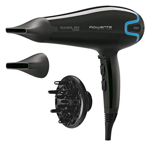 Rowenta Cv8730 Infini Pro Asciugacapelli Professionale Ad Elevate Prestazioni, Phon Per Capelli 2200W, 2 Concentratori, 1 Diffusore E Generatore Di Io