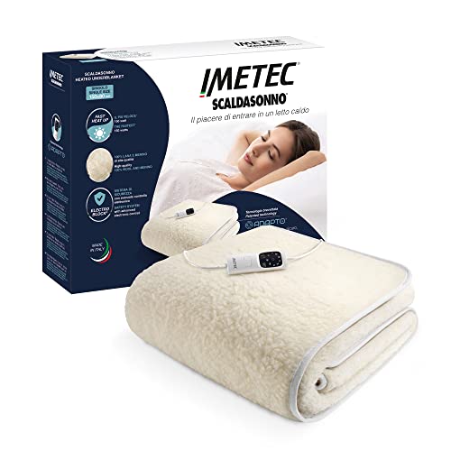 Imetec Scaldasonno Adapto Singolo 150 X 80 Cm, Basso Consumo, Riscaldamento Rapido, Temperatura Personalizzata, 100% Lana E Merino, Made In Italy, Tes