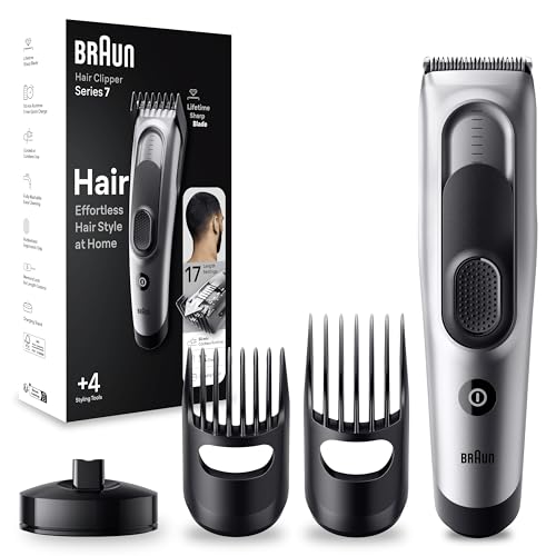 Braun Series 7 Tagliacapelli Uomo, Con 17 Impostazioni Di Lunghezza, Sistema Di Memoria Safetylock, Lame Ultra Affilate, 2 Pettini, Batteria Ni-Mh 50