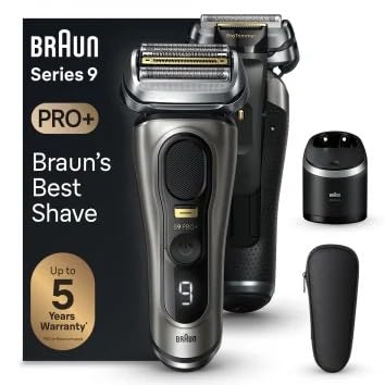 Braun Series 9 Pro +, Rasoio Elettrico Barba, Rifinitore Di Precisione, Custodia Viaggio,Lame Flessibili,Stazione Smartcare, Uso A Secco O Sotto Acqua