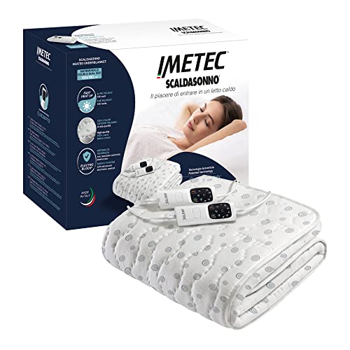Imetec Scaldasonno Adapto Matrimoniale 150 X 160 Cm, Basso Consumo, Tecnologia Brevettata, Riscaldamento Rapido, Temperatura Personalizzata, 100% Coto