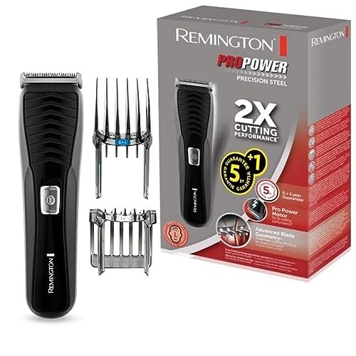Remington Tagliacapelli - Lame In Acciaio Inox - Indicatore Di Carica Led, 17 Impostazioni Di Lunghezza + 2 Pettini Accessori, Funzionamento A Rete-Ba