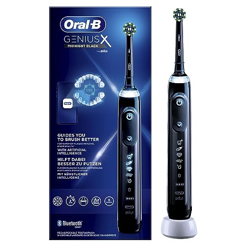 Oral-B Genius X Spazzolino Elettrico 6 Modalità Di Spazzolamento, Protegge Le Gengive, Azione Sbiancante, Intelligenza Artificiale, 1 Testina, Batteri