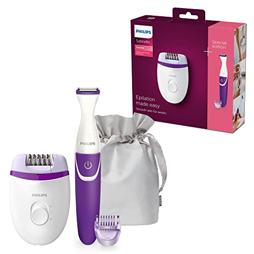 Philips Satinelle Essential - Epilatore Con Filo Compatto Include Rifinitore Per La Zona Bikini Brp505/00