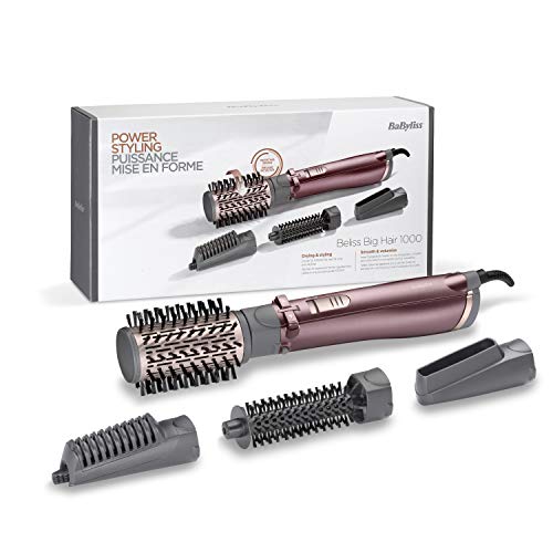 Babyliss As960E Spazzola Rotante Da 1000W Funzione Ionica Anti-Crespo, 4 Accessori Per Asciugare Modellare, 2 Temperature + Tasto Aria Fredda, Bronzo,