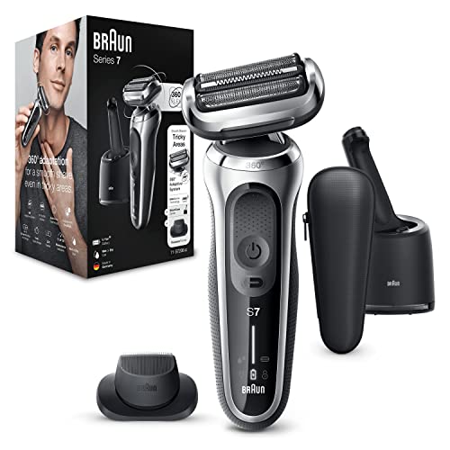 Braun Series 7 Rasoio Elettrico Barba, Rifinitore Di Precisione Easyclick, Stazione Smartcare, 360° Flex, Wet&Dry Ricaricabile, Custodia Da Viaggio, I