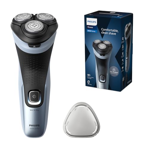Philips Rasoio Elettrico Serie 3000X - Rasoio Elettrico Wet & Dry Per Uomo Colore Blu Cielo, Con Tecnologia Skinprotect, Rifinitore A Scomparsa, Rasoi