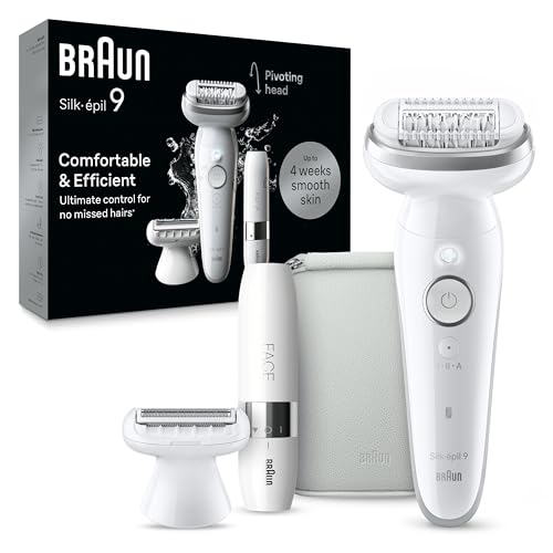 Braun Silk-Épil 9 Depilatore Donna, Epilatore Elettrico Donna Con Testina Flessibile Per Una Epilazione Semplice, Wet & Dry, Pelle Liscia A Lungo, Min