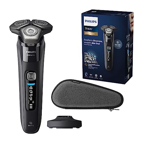 Philips Serie 8000 - Rasoio Elettrico Wet & Dry Nero Con Tecnologia Skiniq, Rifinitore A Scomparsa, Supporto Di Ricarica, Custodia Da Viaggio E Spazzo