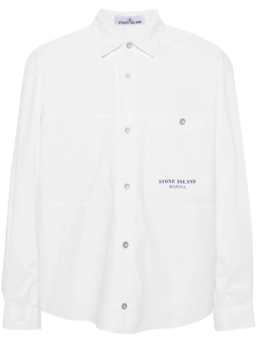 Stone Island stripe-detail cotton overshirt - Bianco