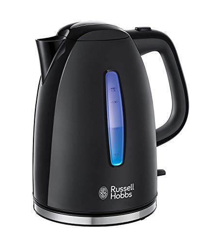 Russell Hobbs Bollitore Acqua Elettrico, 1.7 L, 2400 W, Energy Saving Ok, Luce Blu, Filtro Anticalcare Rimovibile E Lavabile, Texture Plus Nero, 22591