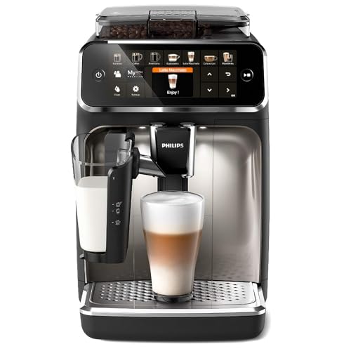 Philips 5400 Series Macchina Da Caffè Automatica - Montalatte Lattego, 12 Bevande, Display Intuitivo, 4 Profili Utente, Cromato (Ep5547/90)
