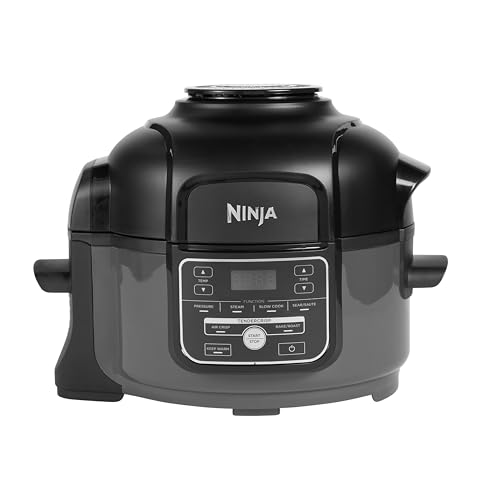 Ninja Foodi Mini Multicooker 6-In-1, 4,7L, Cottura A Pressione, Friggitrice Ad Aria, 6 Funzioni, Cottura Lenta E A Vapore, 1460W, Grigio/Nero, Op100Eu