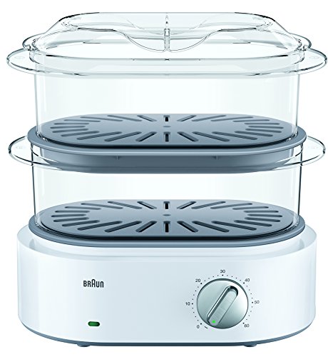Braun Vaporiera Con Autospegnimento, 850 W, 6.2 Litri, 0 Decibel, Acciaio, Bianco