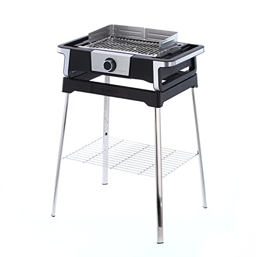 Severin Senoa Digitalboost S - Barbecue Elettrico Con Supporto, Con Avvio Rapido Fino A 500 °C, Per Balcone Con Superficie Safetouch, In Acciaio Inox/