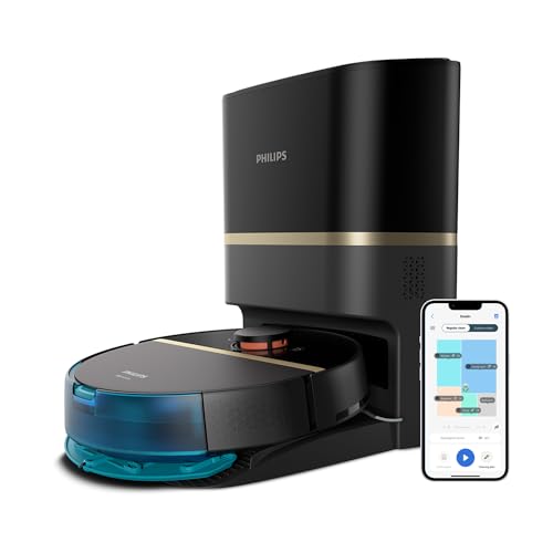 Philips Homerun Serie 7000 Robot Aspirapolvere E Lavapavimenti Con Mappatura, Alta Potenza Asp.Ne (5000 Pa), Ril.To Piccoli Ostacoli, Con Stazione, Pe