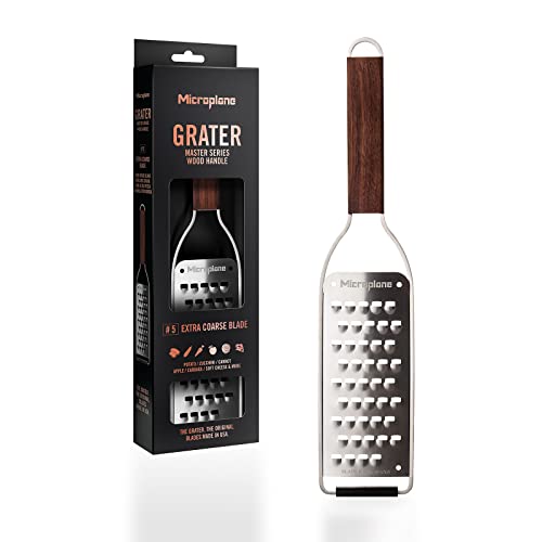 Microplane Grattugia Lama Ultra Spessa Per Patata, Zucchina, Carota, Mela, Cavolo E Formaggio Con Manico In Legno Di Noce E Lame In Acciaio Inossidabi