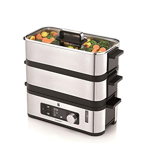 Wmf Kitchenminis Vaporiera Elettrica Compatta In Acciaio Inox 18/10 Cromargan, Potenza 900W, Vaporiera Elettrica A Due Ripiani, Finitura Satinata Opac