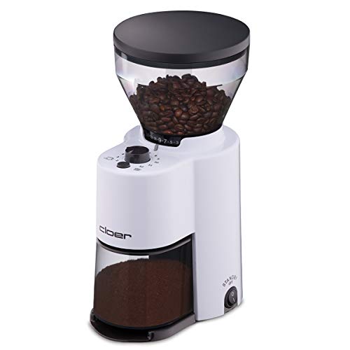 Cloer Elettrico Macina Caffè Con Macina Per 2 – 12 Tazze E 300 G Chicchi Di Caffè, 150 W, Grado Di Macinatura Regolabile Bianco
