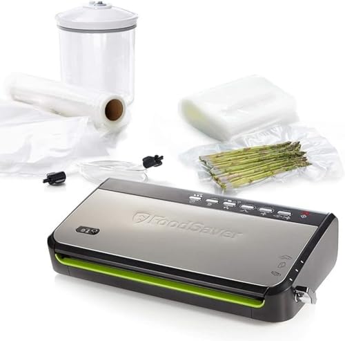 Foodsaver Macchina Sottovuoto Ffs005X Con Vano Portaoggetti Per Rulli E Taglierine, Funzione A Impulsi Per Alimenti Fragili, Include Accessori E Sacch