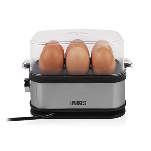 Princess 01.262046.01.001 262046 Cuoci 6 Uova Sode, Alla Coque O Alla Coque-400 W, 400 W, Stainless Steel, Acciaio Inossidabile Spazzolato