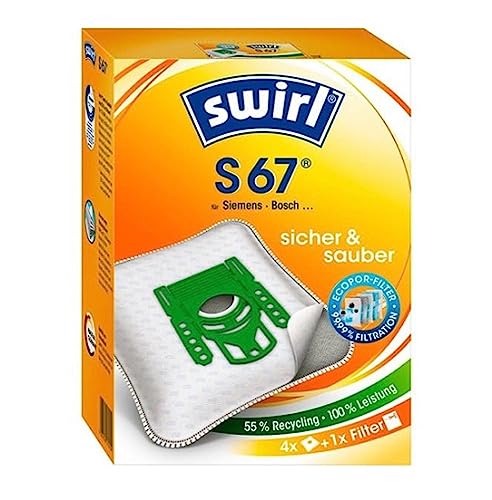 Swirl S67 Sacchetti Per Aspirapolvere Siemens E Bosch Confezione Da 4 Orange, Weiß