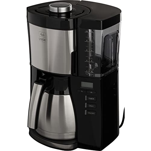 Melitta Macchina Da Caffè Con Filtro Look V Timer 1025-18 Con Caraffa Termica E Funzione Timer, 1080, Serbatoio Acqua Rimovibile E Programma Anticalca