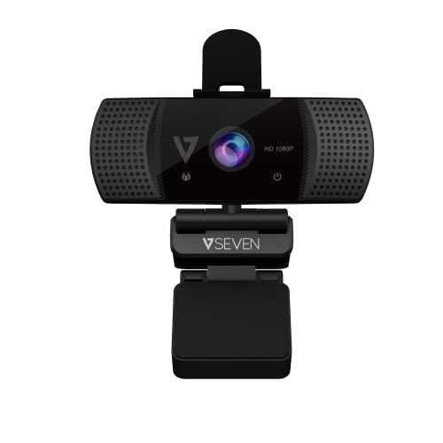 V7 Wcf1080P Webcam 1080P Hd 1920X1080 Accs Usb-A W/Tripod 1.5M Cable, Aluminium, Nero