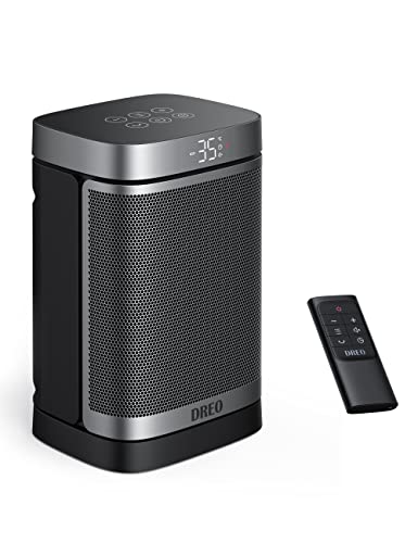 Dreo Termoventilatore Atom One, Oscillazione 70°, Stufa Elettrica Con Elemento In Ceramica Ptc, Timer 1-12 Ore, Telecomando, Protezione Da Surriscalda